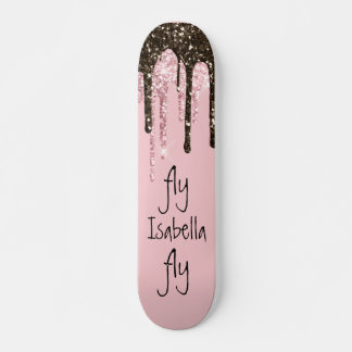 Blush Pink Glitter Girly Sparkle Persoonlijke naam Persoonlijk Skateboard