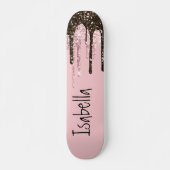 Blush Pink Glitter Girly Sparkle Persoonlijke naam Persoonlijk Skateboard (Voorkant)