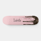 Blush Pink Glitter Girly Sparkle Persoonlijke naam Persoonlijk Skateboard (Horizontaal)