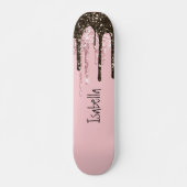 Blush Pink Glitter Girly Sparkle Persoonlijke naam Persoonlijk Skateboard (Voorkant)