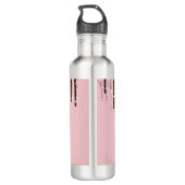 Blush Pink Glitter Girly Sparkle Persoonlijke naam Waterfles (Achterkant)