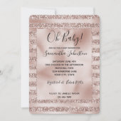 Blush Pink Glitter Glam Stripes Baby shower Kaart (Voorkant)