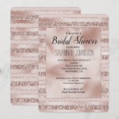 Blush Pink Glitter Glam Stripes Vrijgezellenfeest Kaart (Voorkant / Achterkant)