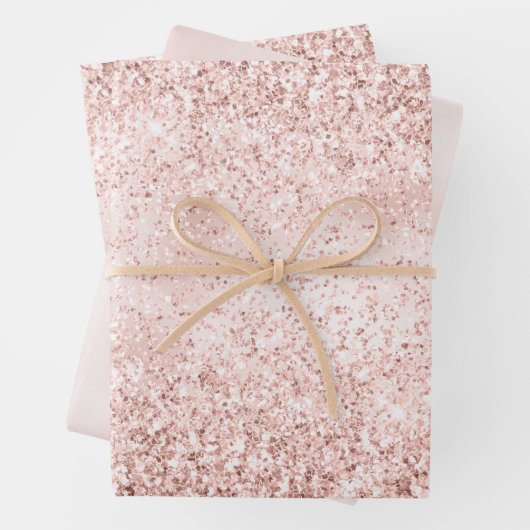 Blush Pink Glitter Glitz Inpakpapier Vel (In situ)