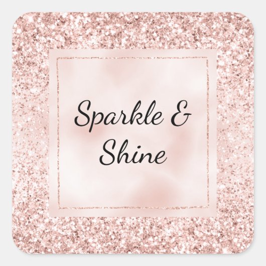 Blush Pink Glitter Glitz Vierkante Sticker (Voorkant)