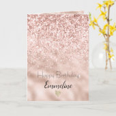 Blush Pink Glitter Glitzy Sparkle Kaart (Gele Bloem)