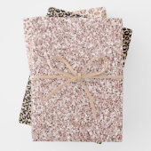  Blush Pink Glitter Gold Leopard Inpakpapier Vel (In situ)