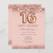 Blush Pink Glitter Happy 16th Birthday (Voorkant / Achterkant)