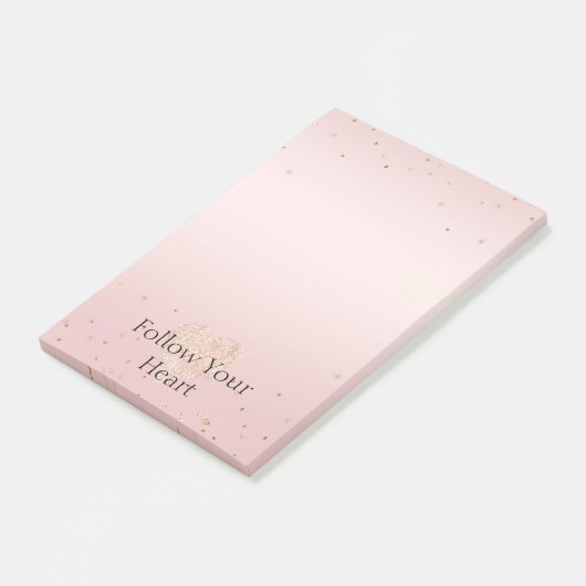 Blush Pink Glitter Love Gold Confetti Heart Post-it® Notes (Schuin)