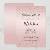 Blush Pink Glitter Love Gold Confetti Kaart (Voorkant / Achterkant)