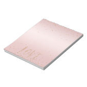 Blush Pink Glitter Love Gold Confetti Notitieblok (Linkerzijde)