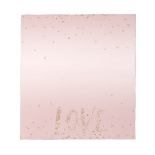 Blush Pink Glitter Love Gold Confetti Notitieblok