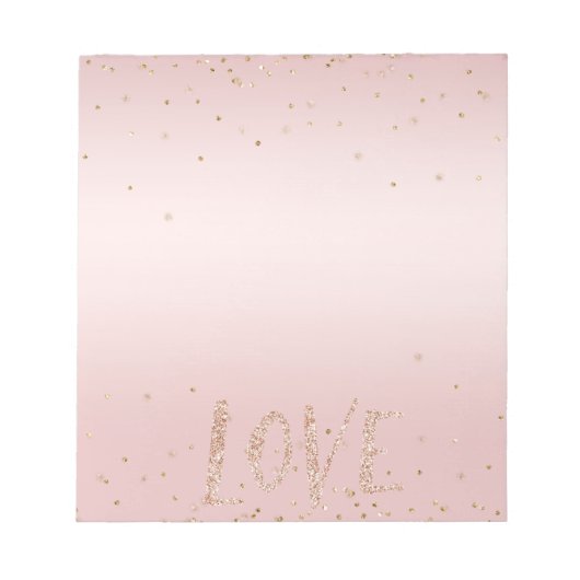Blush Pink Glitter Love Gold Confetti Notitieblok (Voorkant)
