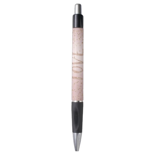 Blush Pink Glitter Love Gold Confetti Pen (Voorkant Verticaal)