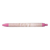 Blush Pink Glitter Love Gold Confetti Zwarte Inkt Pen (Voorkant)