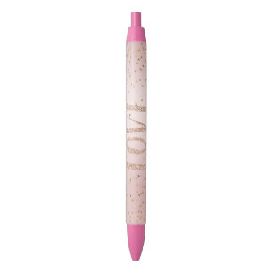 Blush Pink Glitter Love Gold Confetti Zwarte Inkt Pen