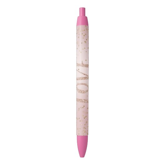 Blush Pink Glitter Love Gold Confetti Zwarte Inkt Pen (Voorkant Verticaal)
