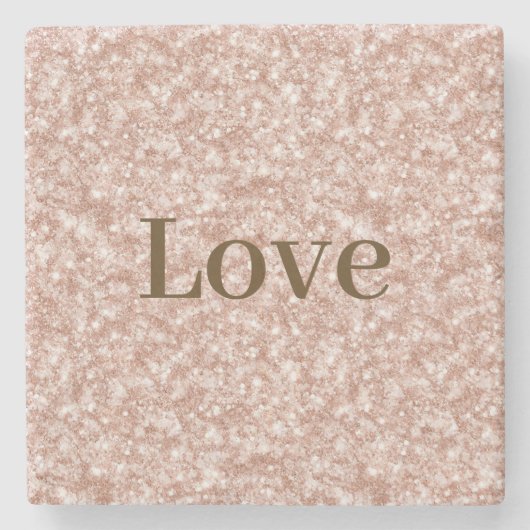 Blush Pink Glitter Love Valentine's Day Stenen Onderzetter (Voorkant)