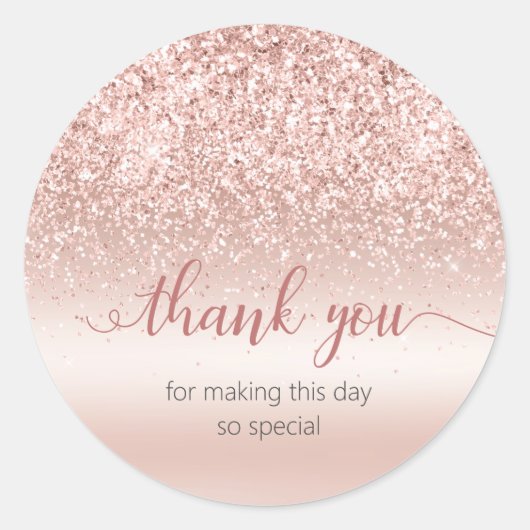 Blush Pink Glitter Metallic Dank u Sticker (Voorkant)