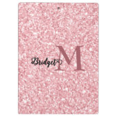 Blush Pink glitter Monogram hair and makeup Klembord (Achterkant)