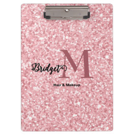 Blush Pink glitter Monogram hair and makeup Klembord