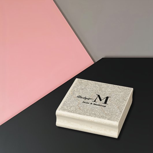 Blush Pink glitter Monogram hair and makeup Rubberstempel