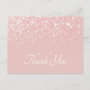 Blush Pink Glitter Ombre Bedankt Briefkaart