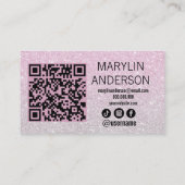 Blush Pink Glitter Ombre Lash Tech QR-code Visitekaartje (Achterkant)