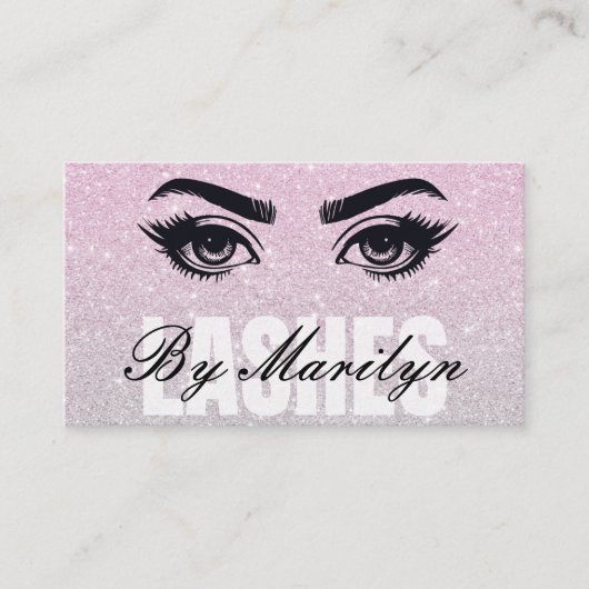 Blush Pink Glitter Ombre Lash Tech QR-code Visitekaartje (Voorkant)