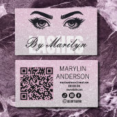 Blush Pink Glitter Ombre Lash Tech QR-code Visitekaartje