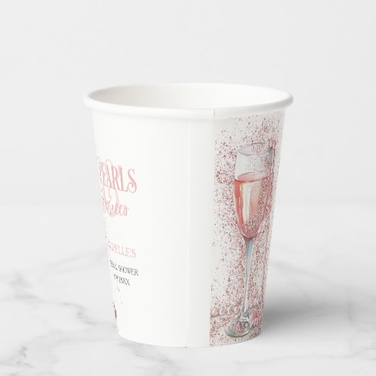 Blush Pink Glitter Parels en Prosecco Bedankt Papieren Bekers (Rechts)