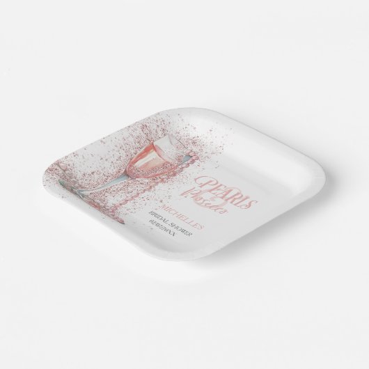 Blush Pink Glitter Parels en Prosecco Bedankt Papieren Bordje (Gebogen)