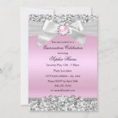 Blush Pink Glitter Pearl Bow Quinceanera Birthday Kaart (Voorkant)