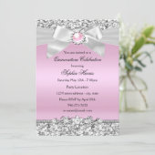 Blush Pink Glitter Pearl Bow Quinceanera Birthday Kaart (Staand voorkant)