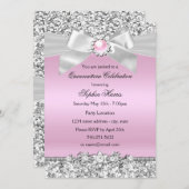 Blush Pink Glitter Pearl Bow Quinceanera Birthday Kaart (Voorkant / Achterkant)