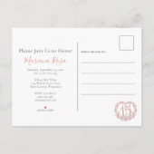 Blush Pink Glitter Quinceañera 15 Crown Invitation Uitnodiging Briefkaart (Achterkant)
