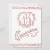 Blush Pink Glitter Quinceañera 15 Kaart (Voorkant)