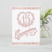 Blush Pink Glitter Quinceañera 15 Kaart (Staand voorkant)