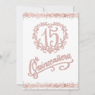 Blush Pink Glitter Quinceañera 15 Kaart
