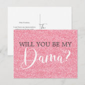 Blush Pink Glitter Quinceanera Dama Voorstel Uitnodiging Briefkaart (Voorkant / Achterkant)