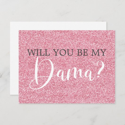 Blush Pink Glitter Quinceanera Dama Voorstel Uitnodiging Briefkaart (Voorkant / Achterkant)