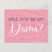 Blush Pink Glitter Quinceanera Dama Voorstel Uitnodiging Briefkaart (Voorkant)