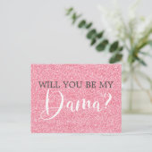 Blush Pink Glitter Quinceanera Dama Voorstel Uitnodiging Briefkaart (Staand voorkant)