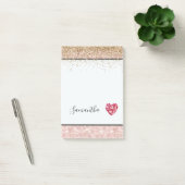 Blush Pink Glitter Red Rose Petals Heart Post-it® Notes (Kantoor)
