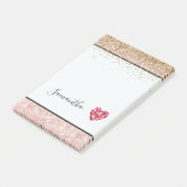 Blush Pink Glitter Red Rose Petals Heart Post-it® Notes (Schuin)