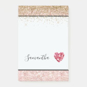 Blush Pink Glitter Red Rose Petals Heart Post-it® Notes (Voorkant)