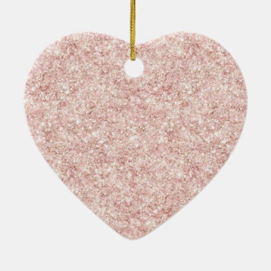 Blush Pink Glitter Sparkle Gold Ribbon Christmas Keramisch Ornament (Achterkant)