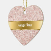Blush Pink Glitter Sparkle Gold Ribbon Christmas Keramisch Ornament (Links)