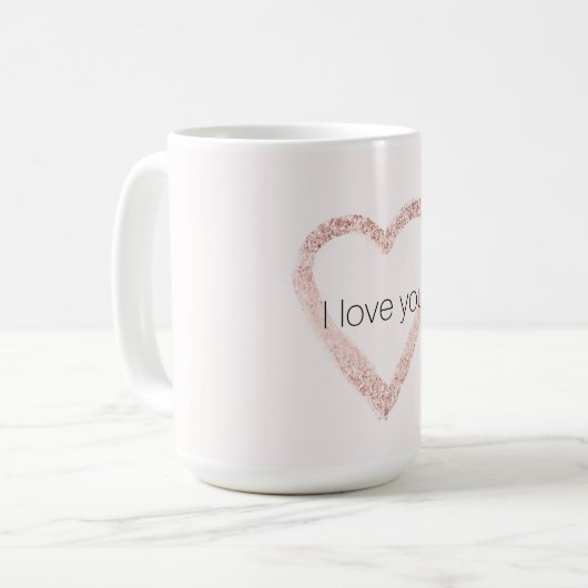 Blush Pink Glitter Sparkle Heart Koffiemok (Voorkant links)