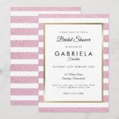 Blush Pink Glitter Stripe Wedding Vrijgezellenfees Kaart (Voorkant / Achterkant)